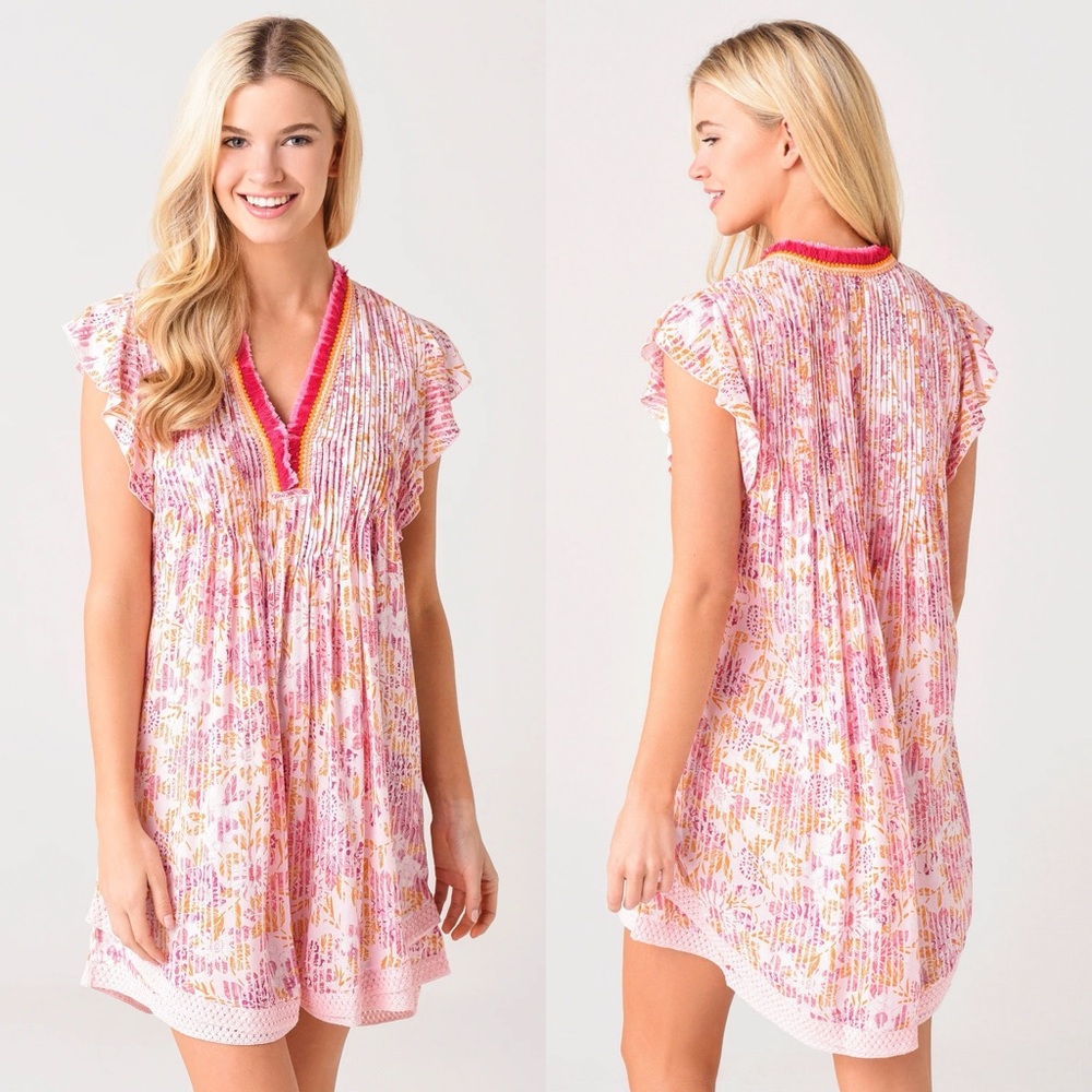 Poupette St Barth Sasha lace trimmed mini dress size medium